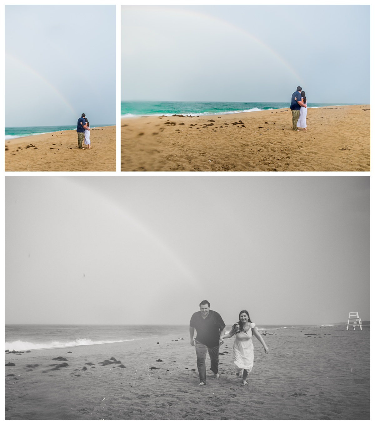 Engagement Portraits, Sandbridge, Engagement Ring, Stormy Photos, Rainbow, Virginia Beach, Virginia Beach Photographer, Wedding Photographer,